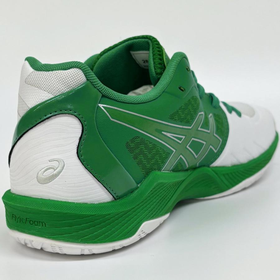 【サイズ交換送料無料】アシックス 2E 4E バレーボールシューズ V-SWIFT FF 3 SO オリジナルデザイン ローカット 紐タイプ 幅広 ワイド 甲高 白×緑×銀 VA17 | ASICS | 10