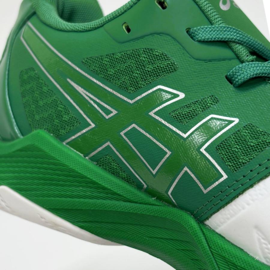 【サイズ交換送料無料】アシックス 2E 4E バレーボールシューズ V-SWIFT FF 3 SO オリジナルデザイン ローカット 紐タイプ 幅広 ワイド 甲高 白×緑×銀 VA17 | ASICS | 13