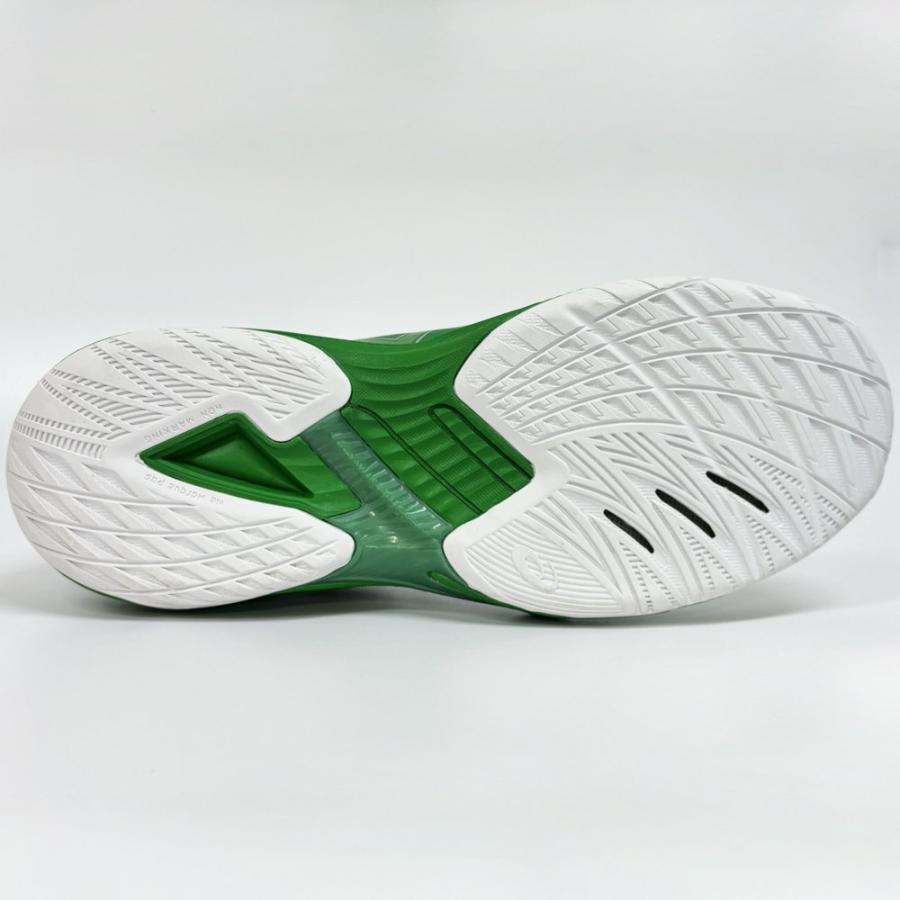 【サイズ交換送料無料】アシックス 2E 4E バレーボールシューズ V-SWIFT FF 3 SO オリジナルデザイン ローカット 紐タイプ 幅広 ワイド 甲高 白×緑×銀 VA17 | ASICS | 17