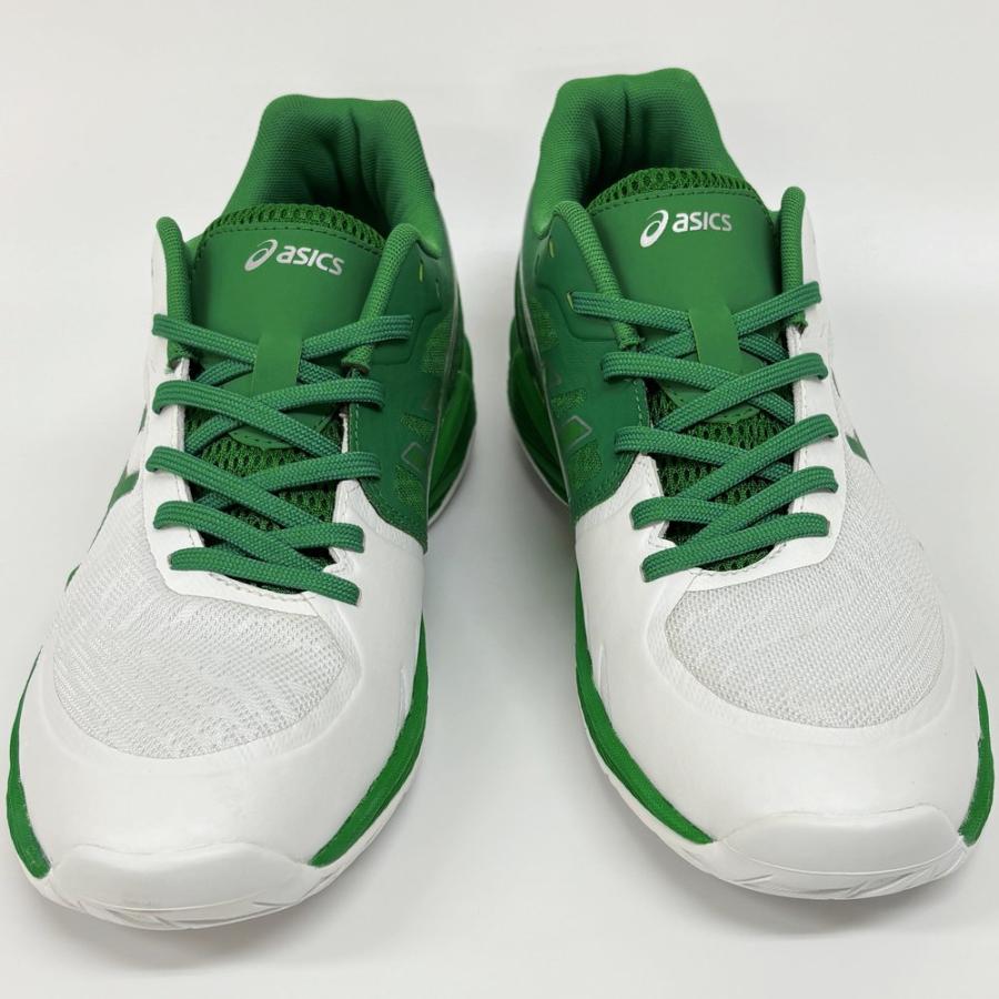 【サイズ交換送料無料】アシックス 2E 4E バレーボールシューズ V-SWIFT FF 3 SO オリジナルデザイン ローカット 紐タイプ 幅広 ワイド 甲高 白×緑×銀 VA17 | ASICS | 04