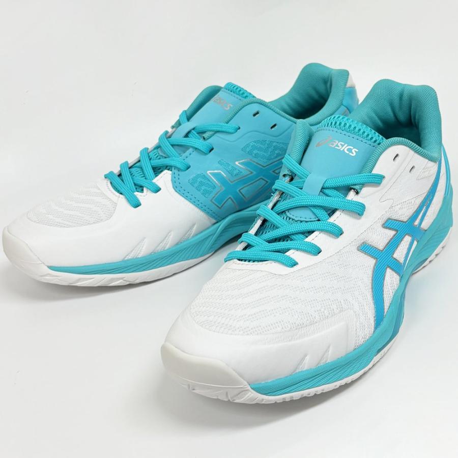 【サイズ交換送料無料】アシックス 2E 4E バレーボールシューズ V-SWIFT FF 3 SO オリジナルデザイン ローカット 紐タイプ 幅広 ワイド 甲高 白×水色×銀 VA20 | ASICS | 03