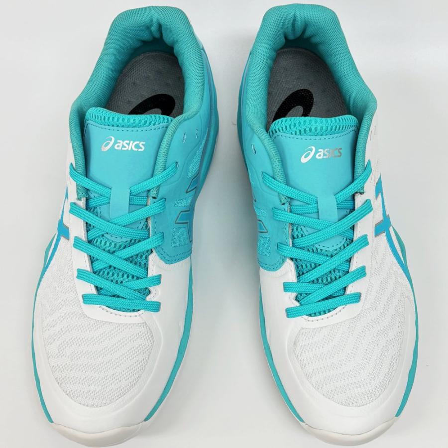 【サイズ交換送料無料】アシックス 2E 4E バレーボールシューズ V-SWIFT FF 3 SO オリジナルデザイン ローカット 紐タイプ 幅広 ワイド 甲高 白×水色×銀 VA20 | ASICS | 05