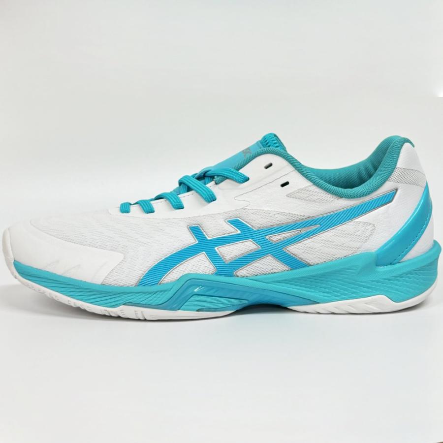【サイズ交換送料無料】アシックス 2E 4E バレーボールシューズ V-SWIFT FF 3 SO オリジナルデザイン ローカット 紐タイプ 幅広 ワイド 甲高 白×水色×銀 VA20 | ASICS | 08