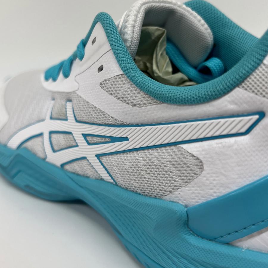 【サイズ交換送料無料】アシックス 2E バレーボールシューズ V-SWIFT FF 3 SO オリジナルデザイン ローカット 紐タイプ メンズ レディース 白×水色 VA29 | ASICS | 10