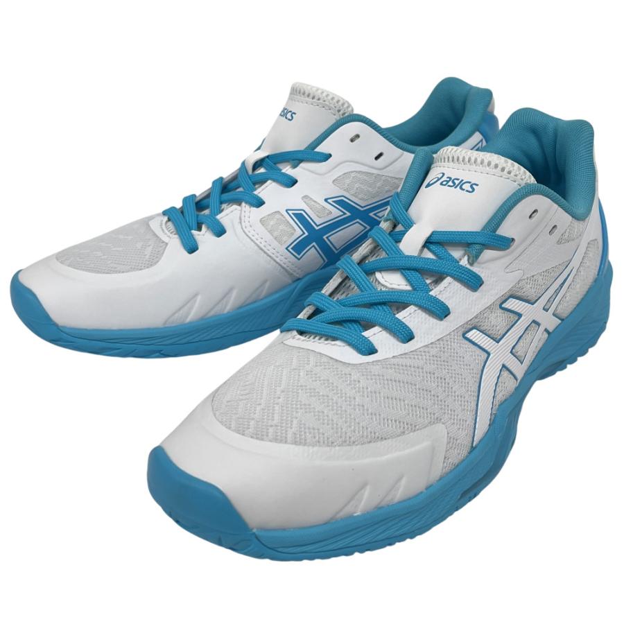 【サイズ交換送料無料】アシックス 2E バレーボールシューズ V-SWIFT FF 3 SO オリジナルデザイン ローカット 紐タイプ メンズ レディース 白×水色 VA29 | ASICS | 02