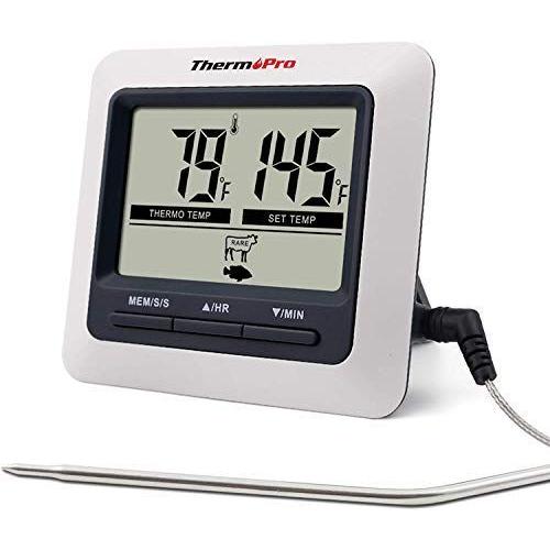 ThermoProサーモプロ デジタルクッキング 料理用 オーブン温度計 キッチン調理用タイマーとアラーム機能付き LCD大画面 ステンレス