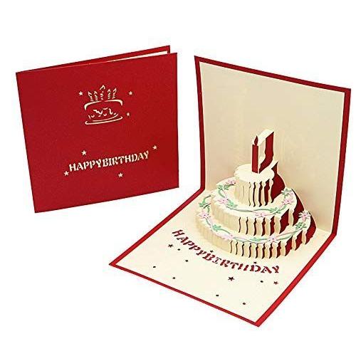 Ojsensai 切り絵誕生日カード Birthday Card Red グリーティングカード ハッピーバースデー メッセージカード付き 封 安心と信頼 Red