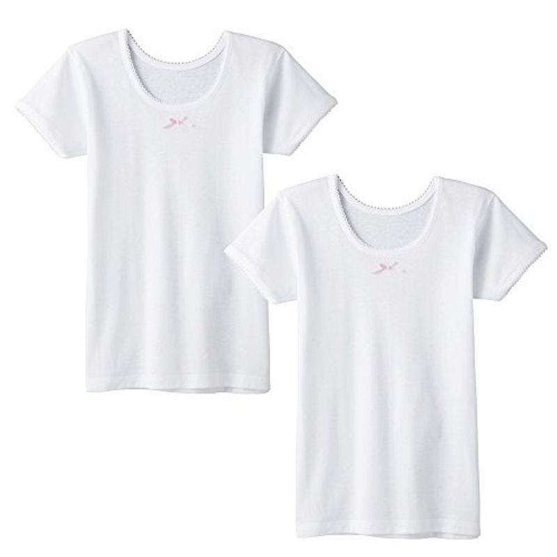 グンゼ 半袖シャツ オールシーズン Sale 78 Off 部屋干し 抗菌防臭 綿100 リボンはピンク ガールズ 日本1 2枚組 日本サイズ1 ホワイト