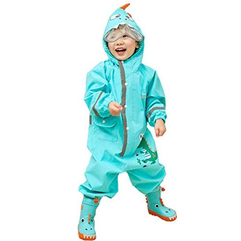 キッズ レインコート 子供用 男の子 女の子 レインウェア 雨具 カッパ 可愛い動物パターン 恐竜 防水 防風 通園 通学 収納ポーチ付き反 日本最級