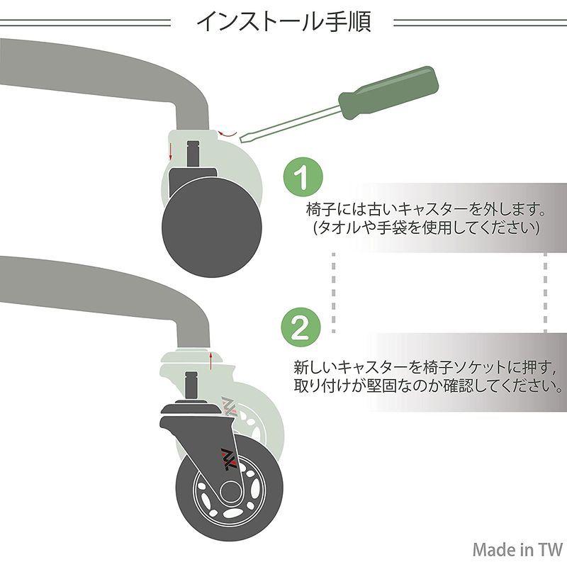 Axl Roller 3インチ オフィスチェアキャスター Oaオフィスチェア用ホイール 差し込み式 360度回転 取替えキャスター静 安い