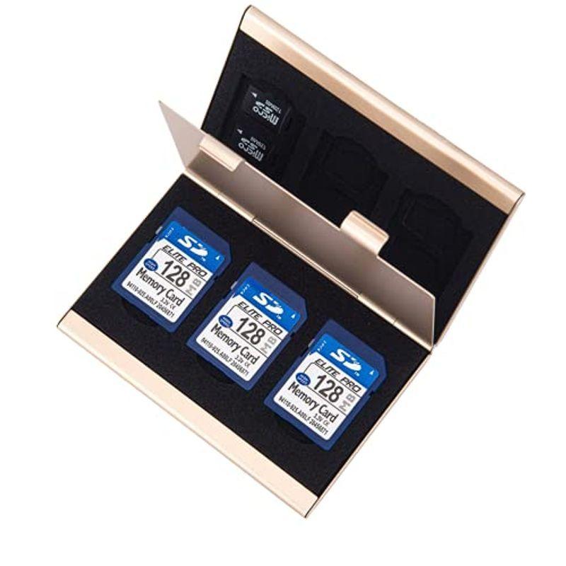 本店は BOXMASTER SDカード マイクロsdカード ケース アルミケース SD 6枚 microSD 12枚 収納 (ゴールド) SDカード