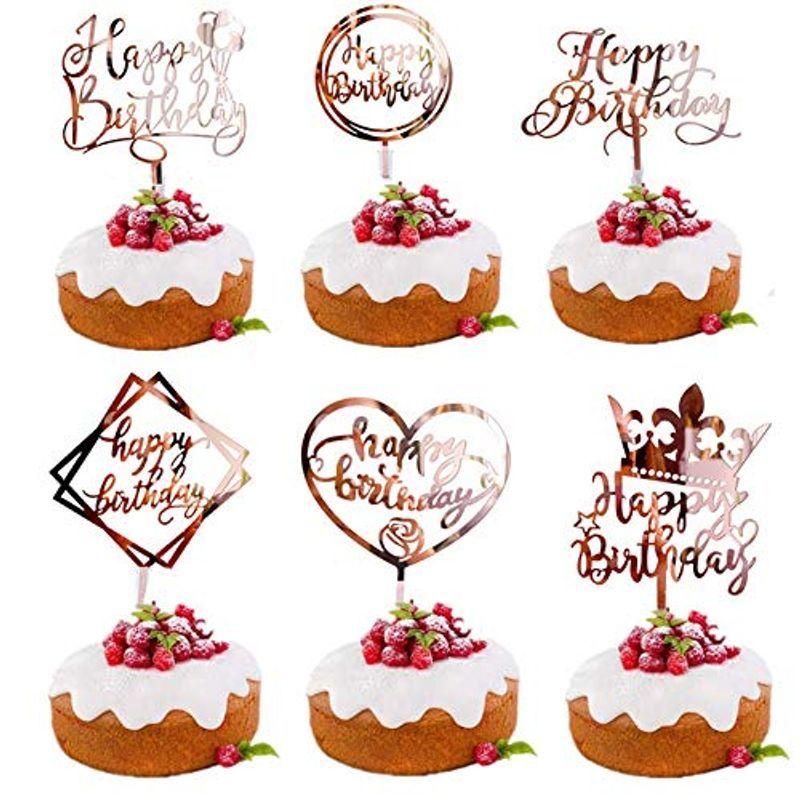 ケーキトッパー 10枚セット ケーキ挿入カード お誕生日おめでとう 飾り付け ゴールドケーキトッパー パーティー装飾 ケーキ装飾用品 【初回限定お 試し価格】