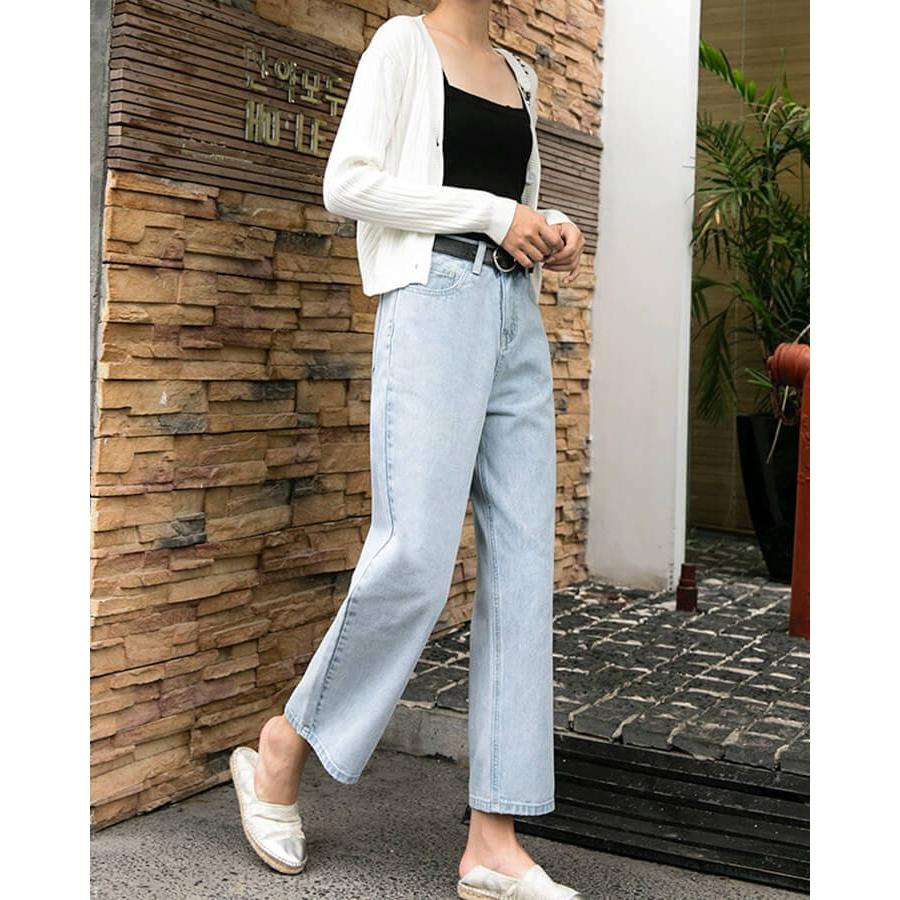 デニム ジーンズ デニムパンツ レディース ストレート カジュアル ボトム パンツ ジーパン 水色 ポケット ハイウエスト ゆったり 九分丈 パンツ Dep523 Dep523 Cinderellaドレス通販ヤフー店 通販 Yahoo ショッピング