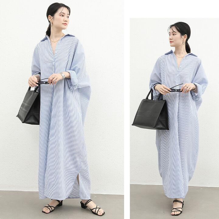 シャツワンピース 春 秋 長袖 シャツワンピ ストライプ柄 ワンピース ロングワンピース レディース ロング カジュアル マキシ丈 マキシ丈ワンピ ゆったり rt1232 | You Color | 15