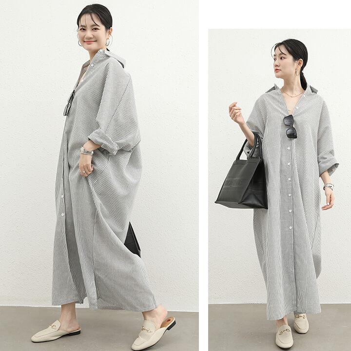 You Color シャツワンピース 春 秋 長袖 シャツワンピ