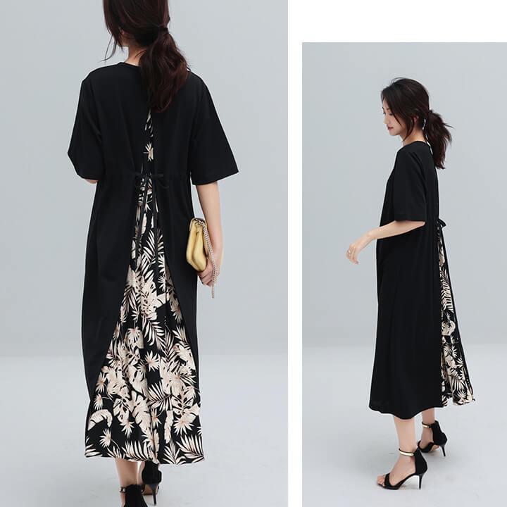 You Color ワンピース バイカラー 夏 春 秋 10代 20代 30代 五分袖