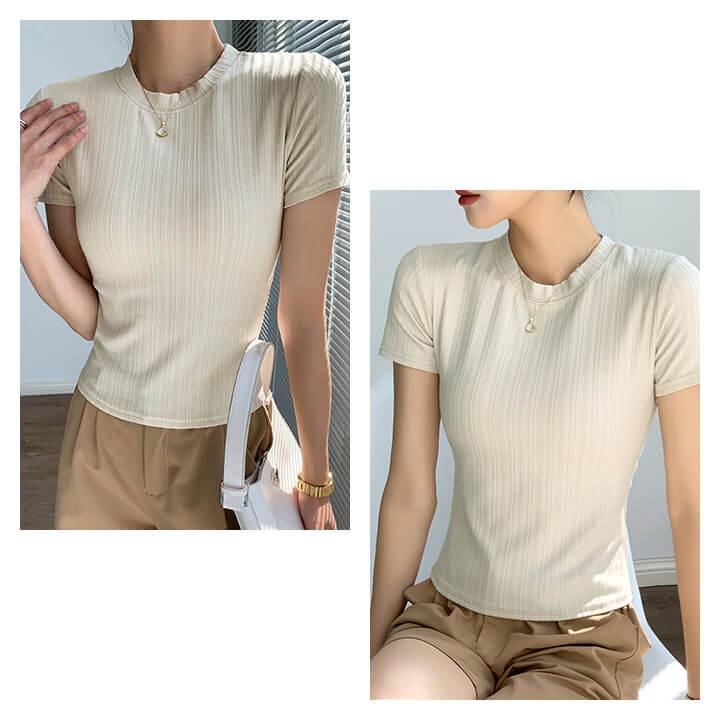 You Color Tシャツ リブ 半袖 トップス レディース サマー 夏 春 女性