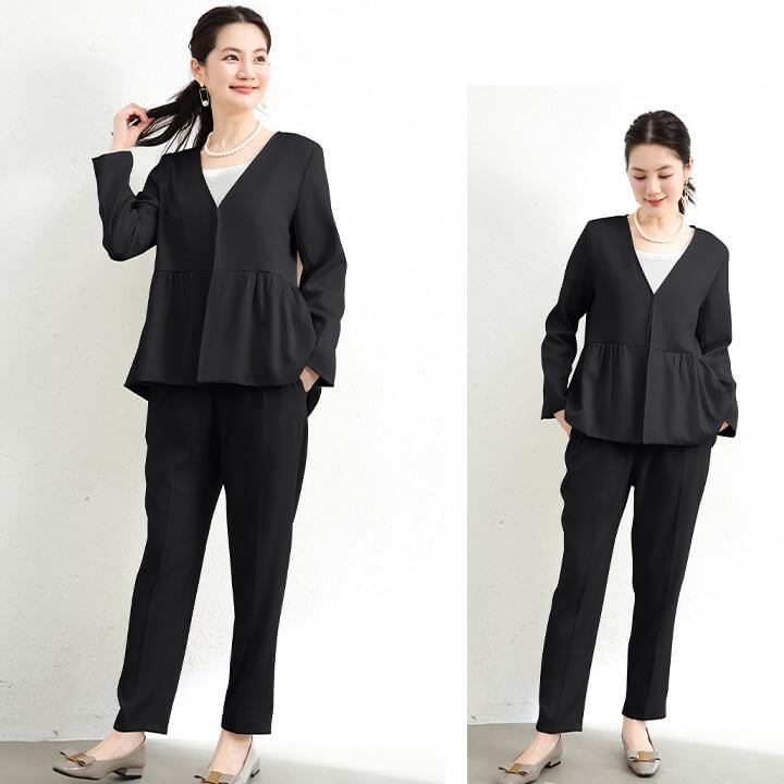 カラースーツ上下 C．グレー 【上下ウォッシャブル】スーツ 2つボタン ウール