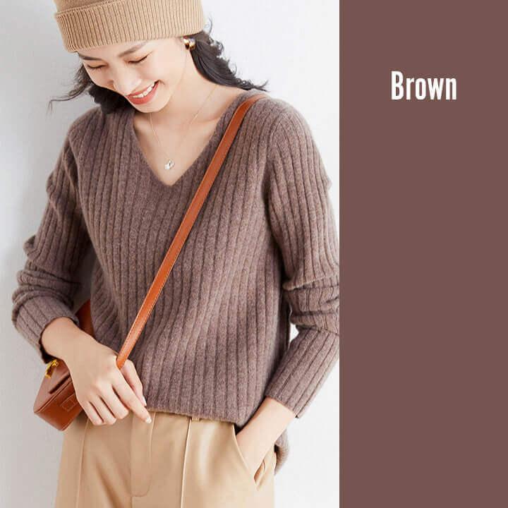 You Color ニット レディース 長袖 冬 秋 セーター 秋冬 Vネック 無地