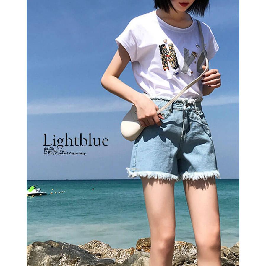 【訳あり】デニム ショートパンツ カジュアル ハイウエスト レディース ショーパン ジーンズ 短パン ホットパンツ ダメージ加工 フリンジ 夏 春 wdep178b|lingxiayuu|10