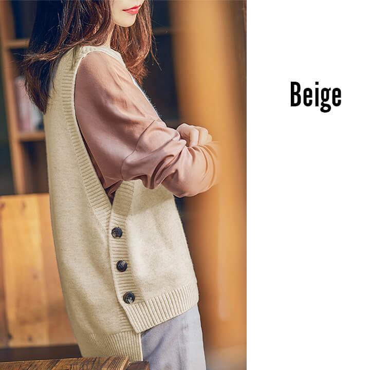 You Color ニットベスト Uネック Vネック 2タイプ サイドボタン