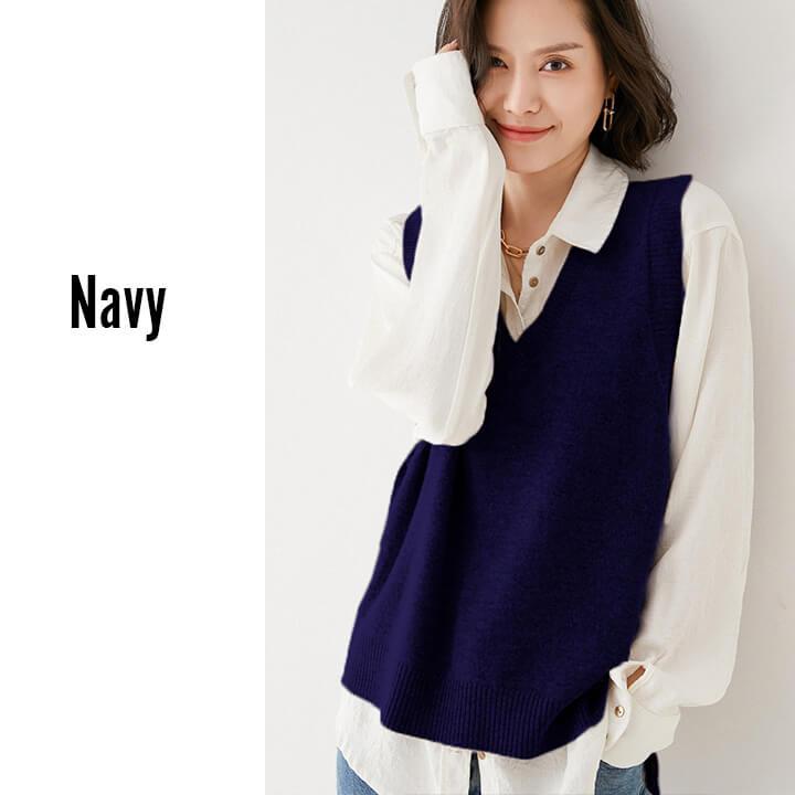 You Color ニットベスト Uネック Vネック サイドボタン 温かい