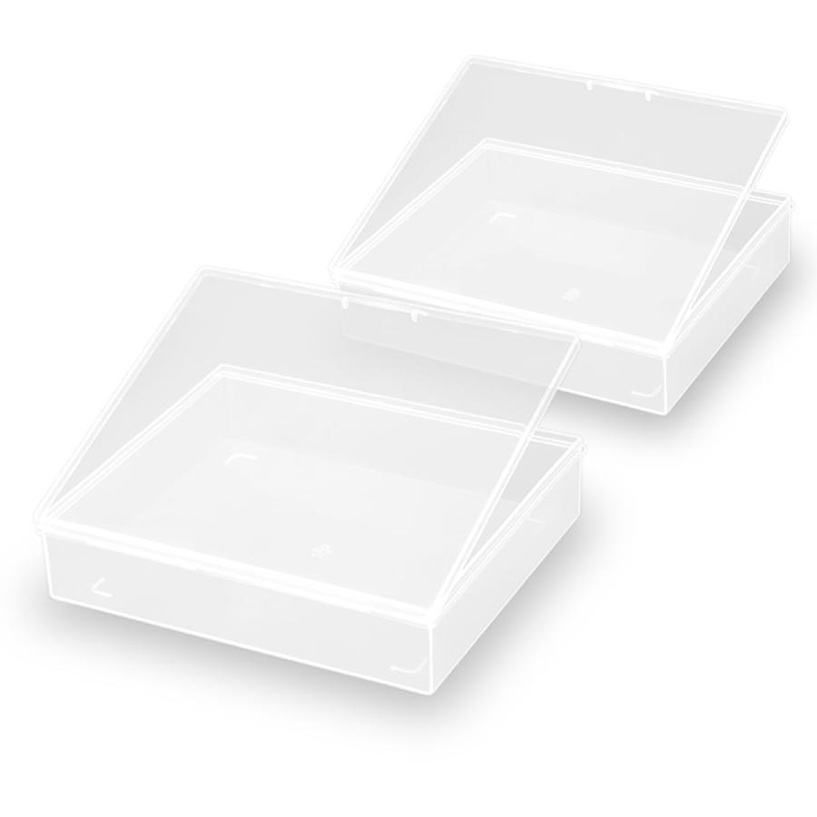 2つの小型プラスチック貯蔵容器箱、透明矩形収納箱、蓋付き、クレヨン、工芸品、ビーズの収納に適しており、DIYパーツ（15.8 x 13.6 x 3.6