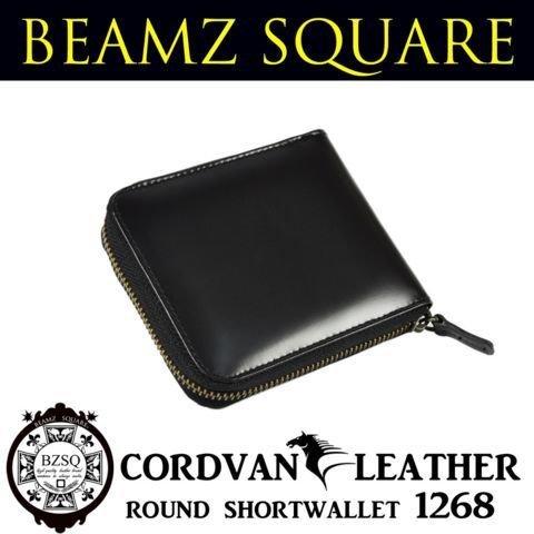 二つ折り ブランド 馬革 ラウンドファスナー コードバン 短財布 メンズ 人気 ブラック レザー 本革 BEAMZSQUARE  BS-1268｜link-riche