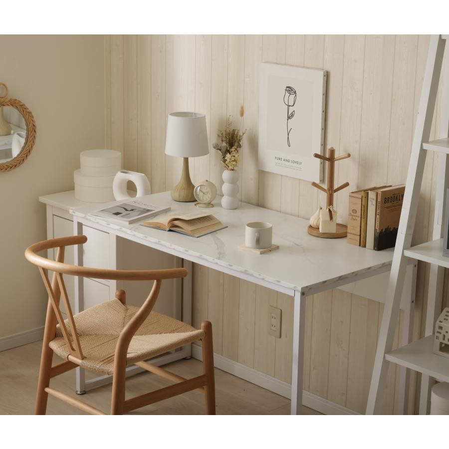 シンプルデスク オフィスデスク テーブル 書斎机 作業台 パソコンデスク おしゃれ ナチュラル 高級感 ラグジュアリー 木目調 ストーン調 大理石調 120cm | セルタン | 18