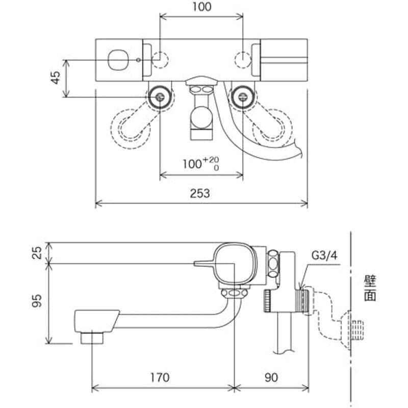 爆安KVK 取替用サーモスタット式シャワー FTB100KTK 浴室、浴槽、洗面所 KVK (寒)取替用サーモスタット式シャワー240mmパイプ付 FTB100KWTKR2