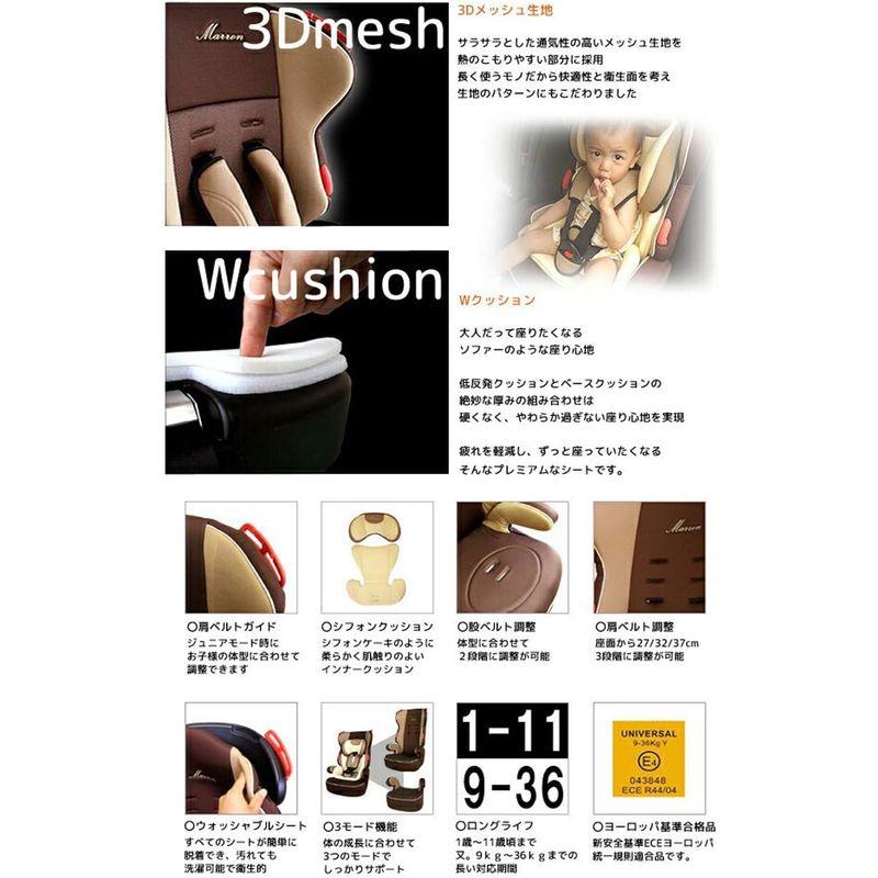 プレミアムジュニアシート マロン １歳から１１歳まで使える マロン １歳から１１歳まで使える 　