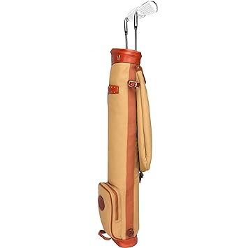 Tourbonコース トレーニング 練習ゴルフバッグ クラブ トラベルケース ファスナーポケット付き 防水キャンバス&レザー 