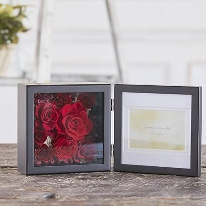 プリザーブドフラワー 枯れない魔法のお花 フォトフレームアレンジ 琥珀 幅35×奥行7×高さ17.5cm 卓上 プリザーブドフラワー 枯れない魔法のお花 琥珀 5cm