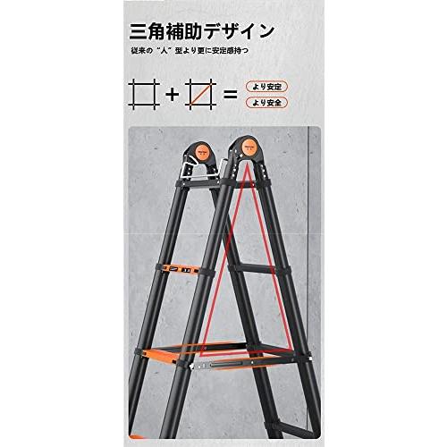 脚立 はしご 2.9m+2.9m最長5.8m 耐荷重150kg 伸縮梯子 折り畳み 軽量