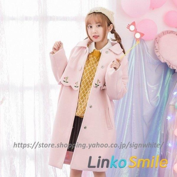 最新発見 秋冬物 秋服 コート ピンク かわいい 花柄 レディース ダッフルコート ダッフルコートかわいいピンクコート秋冬物 冬服 新作 暖かい 着やせ 甘い 可愛い ダッフルコート 大きいサイズロング学生 コート アウター Dagl Tg