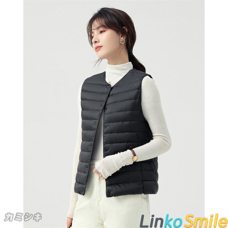 インナー ダウン ベスト レディース 秋冬 中綿 アウター 大きいサイズ ダウンベスト ノーカラー ライトアウター Lscfd Linko Smile 通販 Yahoo ショッピング