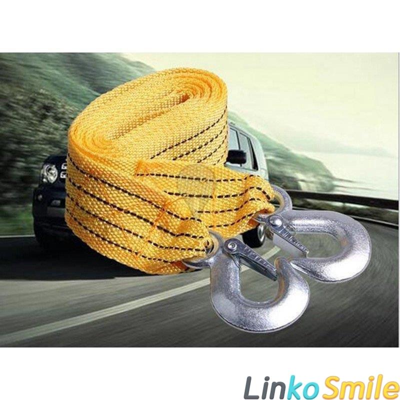 与え 牽引ロープ けん引ロープ 耐荷重量3トン 両端フック付き 全長3m 3ton 車の故障 トラブル時に 吊荷 スリングベルト 荷物運搬 軽くて丈夫