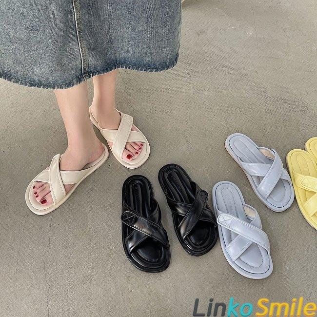 スリッパサンダル レディース サンダル フラット底 マジックテープ Pu スリッパ 外履き おしゃれ コンフォートサンダル フラットサンダル 靴 Ls Linko Smile 通販 Yahoo ショッピング