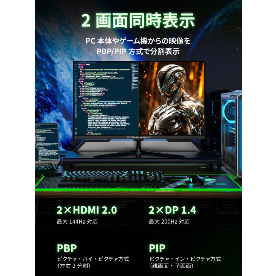 TITAN ARMY 27インチ HDR400相当 WQHD 200Hz ゲーミングモニター 27G2R