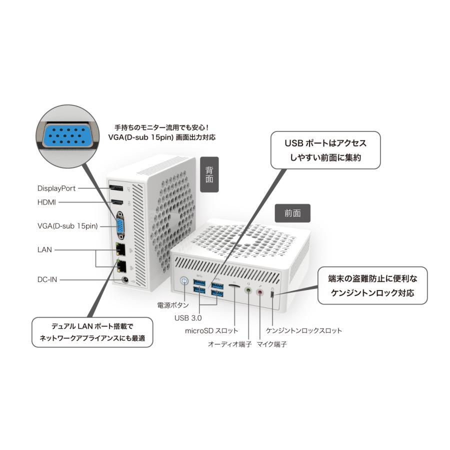 リンクスインターナショナル LN100W ミニPC メモリ8GB ストレージ256GB Intel N100搭載 ファンレス 小型パソコン LN100W-8 256-W11Pro N100