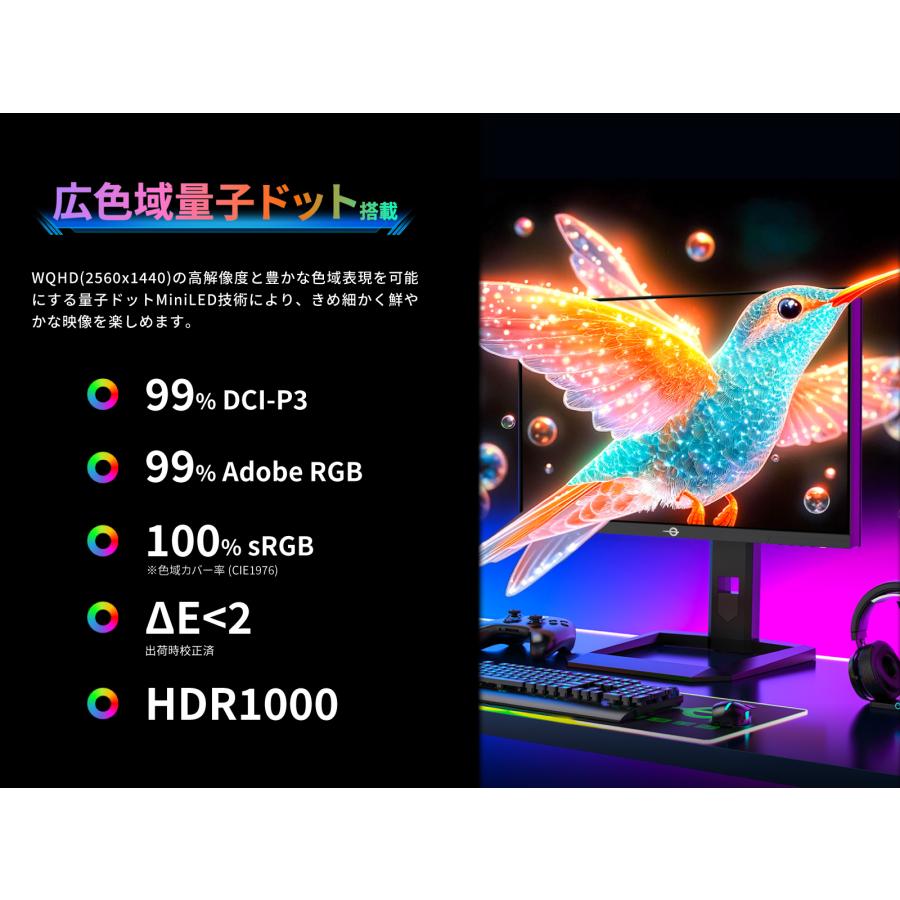 TITAN ARMY 24.5インチ 量子ドット MiniLED HDR1000相当 WQHD 320Hz