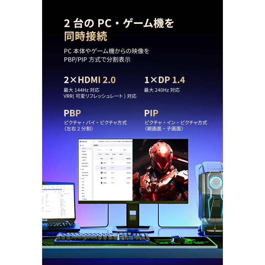 TITAN ARMY 27インチ ゲーミングモニター P275MS 量子ドット TITAN ARMY 27インチ ゲーミングモニター P275MS 量子ドット