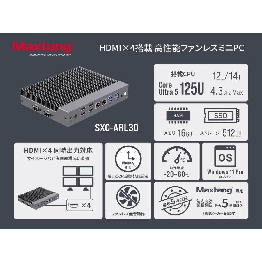 受注生産】Maxtang ミニPC SXC-ARL30-16/512(125U) メモリ16GB