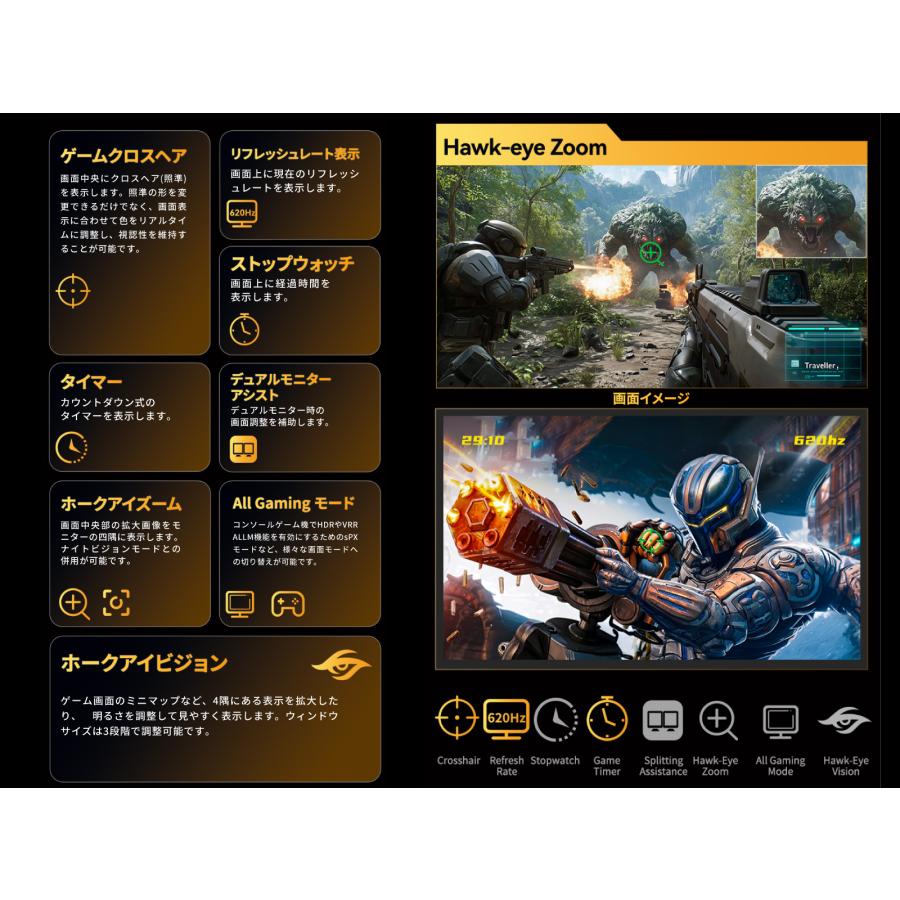 TITAN ARMY 24インチ Ultra Fast TNパネル搭載 HDR600nits FHD 620Hz