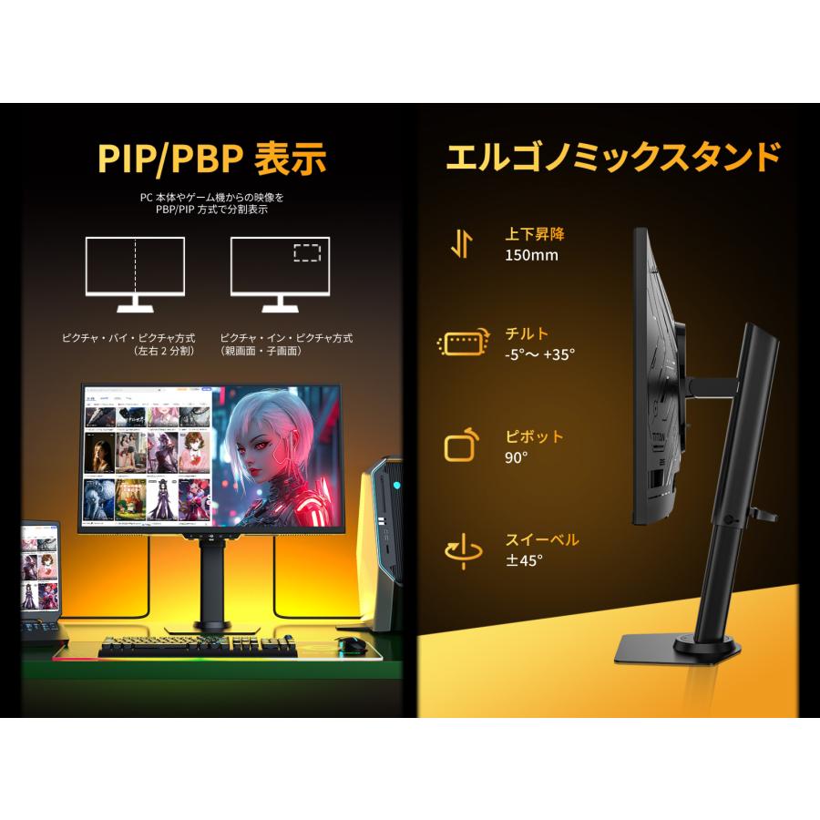 TITAN ARMY 24インチ Ultra Fast TNパネル搭載 HDR600nits FHD 620Hz