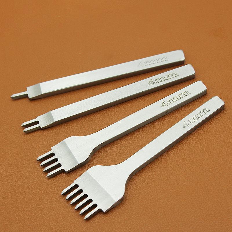 レザークラフト 道具 工具 菱目打ち 4本 セット 4mm 3mm ピッチ