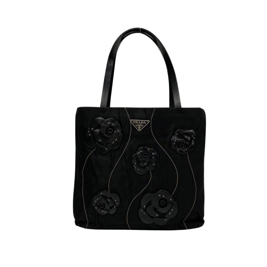 PRADA（プラダ） 極 美品 希少品 三角ロゴ 金具 フラワー モチーフ 花