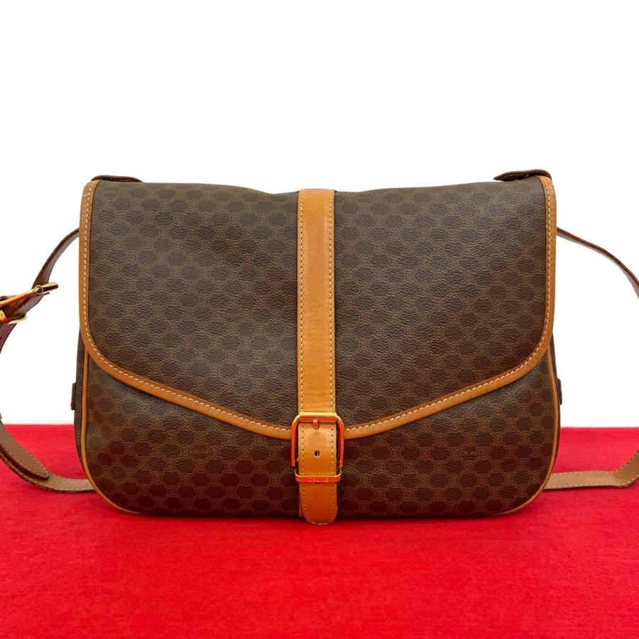 CELINE 極 美品 セリーヌ ヴィンテージ マカダム ブラゾン 柄 レザー