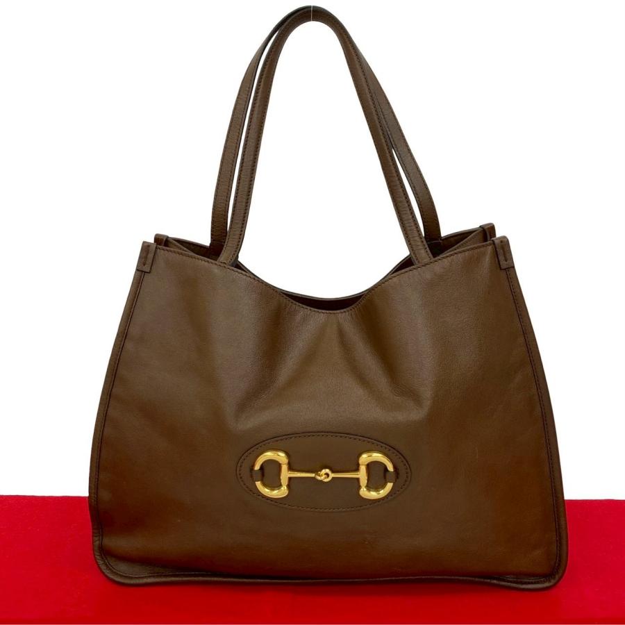 GUCCI 極 美品 グッチ ホースビット 1955 金具 レザー 本革 トート 