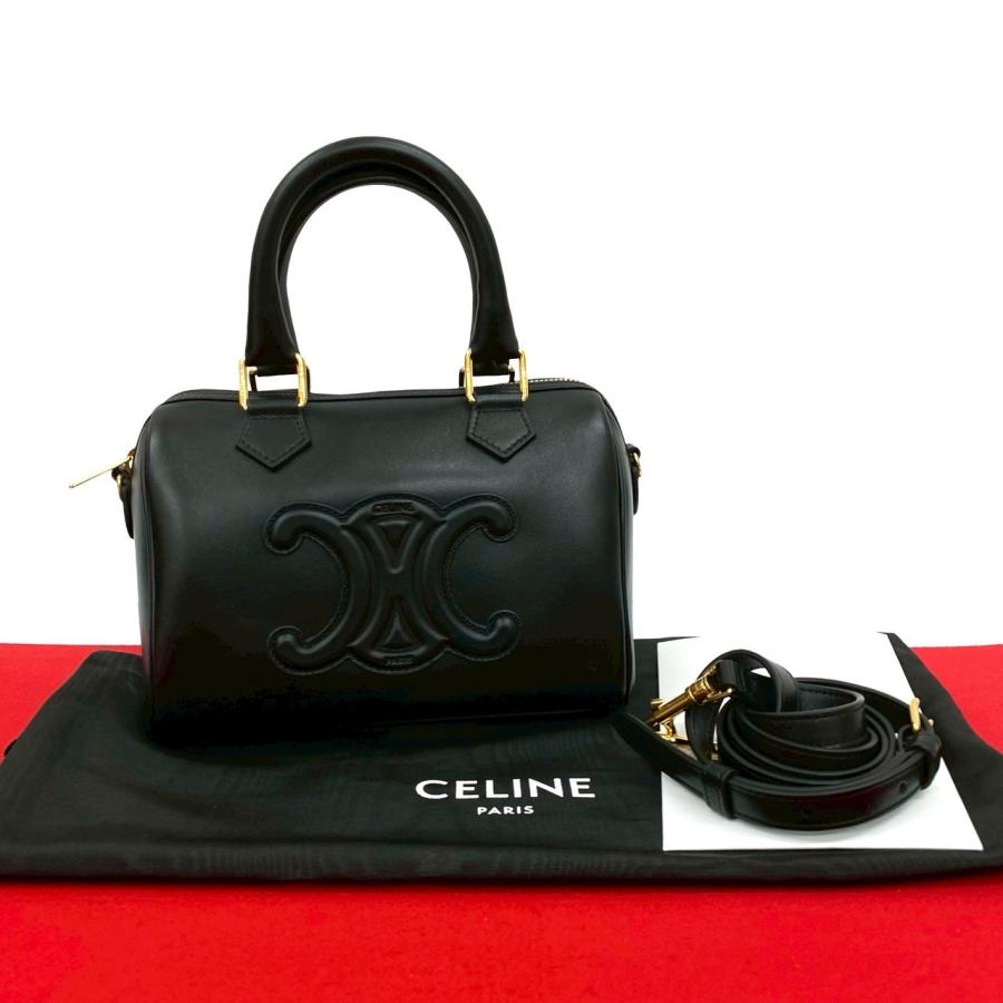CELINE 未使用保管品 セリーヌ キュイル トリオンフ ロゴ レザー